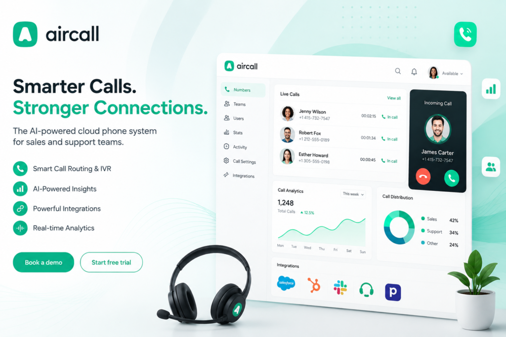 Customer support agent using Aircall business phone system