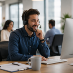 Customer support agent using Aircall business phone system